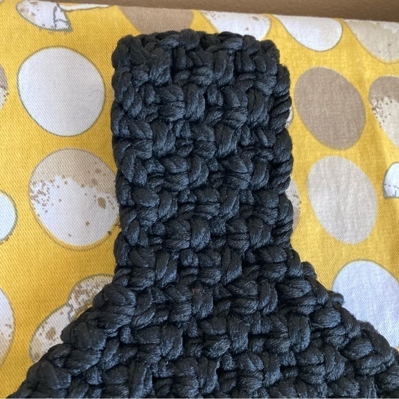 Vintage style black and white macrame 1 handle handbag - Picture 4 of 16